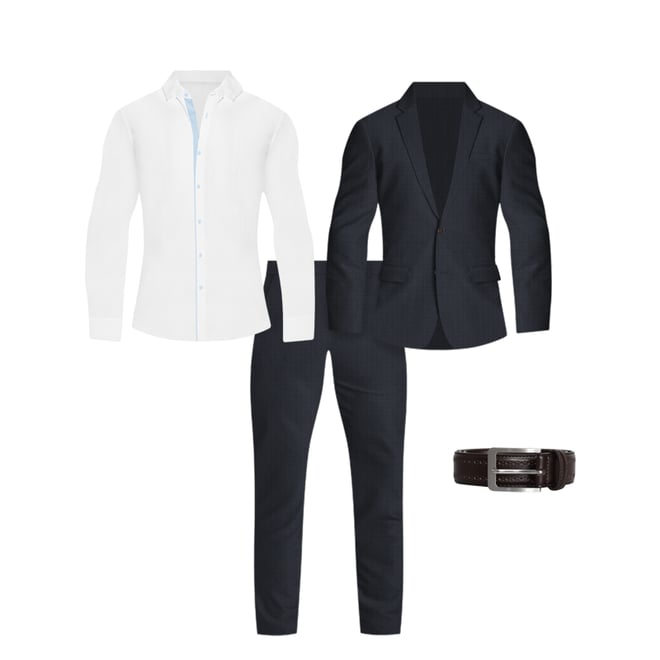 Athletic Fit Stretch Suit - Knit Charcoal Microcheck