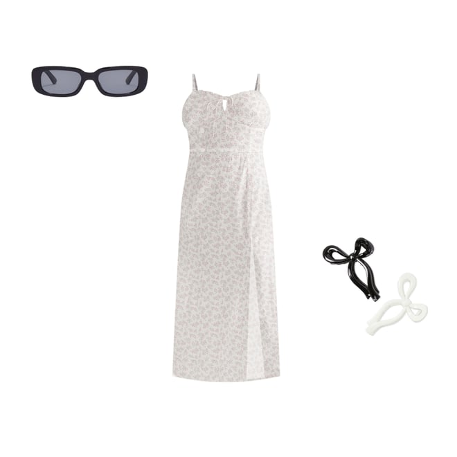 Floral Sweetheart Slip Midi Dress