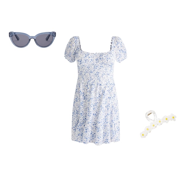 Floral Scoop-Neck Smocked Fit & Flare Dress