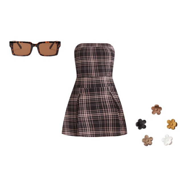 Plaid Strapless Drop-Waist Mini Dress