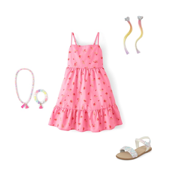 1st bundle featuring 3 items which compliment Girls Floral Bow Back Poplin Tiered Dress
