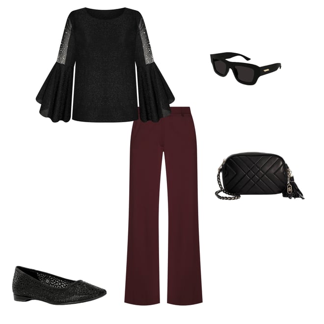 Alex Evenings Metallic Knit Round Neck 3/4 Illusion Pearl
