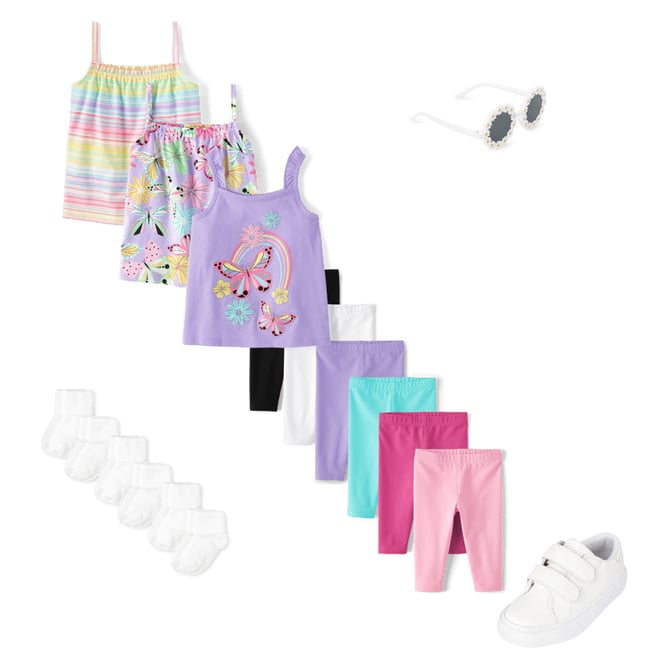 1st bundle featuring 4 items which compliment Toddler Girls Butterfly Ruffle Tank Top 3-Pack