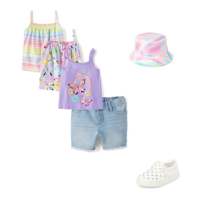 2nd bundle featuring 3 items which compliment Toddler Girls Butterfly Ruffle Tank Top 3-Pack