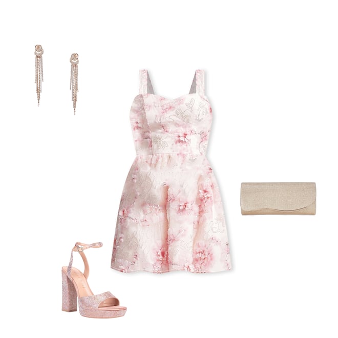 Dress the Population Melanie Embroidered Floral Print