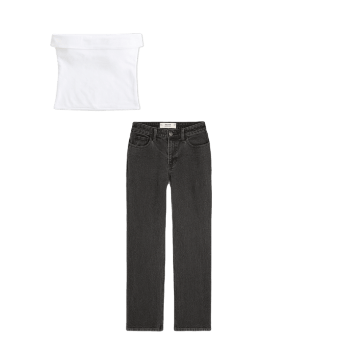 High-Rise Washed Black Straight Jeans