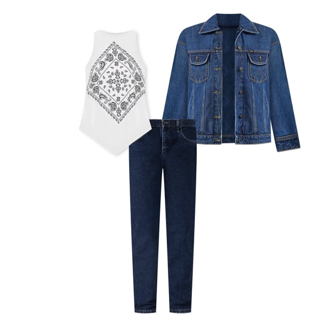 Women's Wrangler Bandana Diamond Front Tank in White