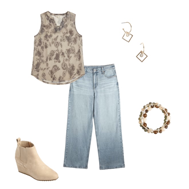 edgely™ Adjustable Waist High Rise Wide Leg Jean