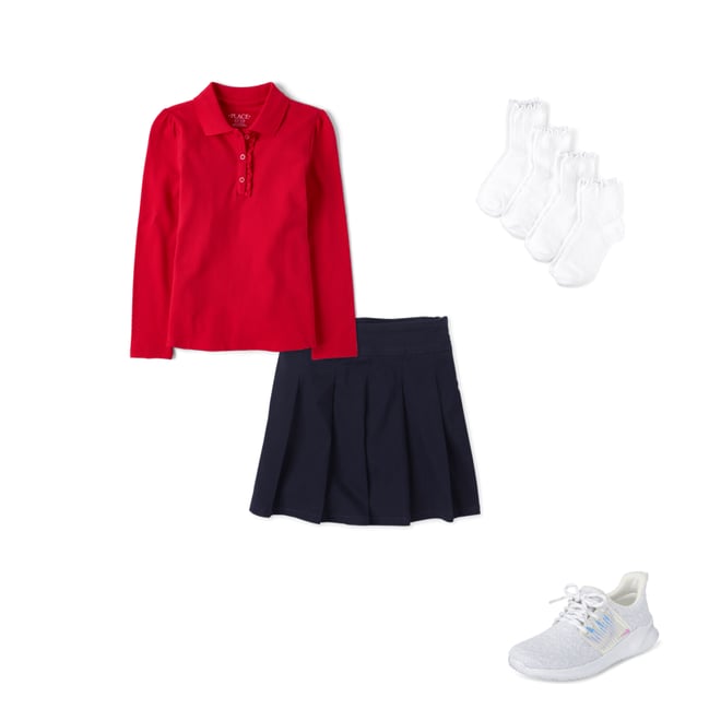 1st bundle featuring 3 items which compliment Girls Uniform Ruffle Pique Polo