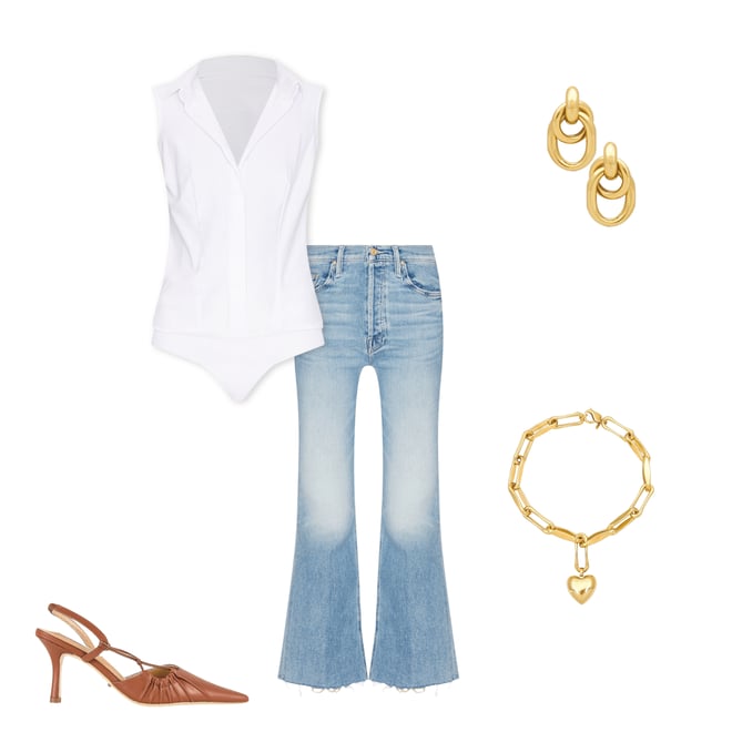 3rd bundle featuring 4 items which compliment Classic Sleeveless Button Down Bodysuit