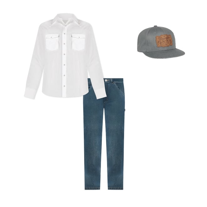 Wrangler® Western Snap Shirt - Long Sleeve Solid Broadcloth in White