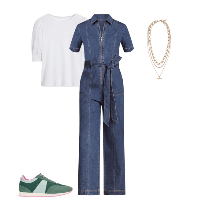 4th bundle featuring 3 items which compliment Zip Up Denim Jumpsuit-Mid Vintage
