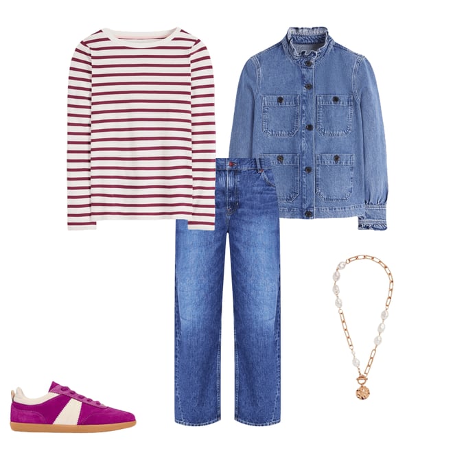 4th bundle featuring 4 items which compliment Olivia Long Sleeve Breton-Deep Wisteria Stripe