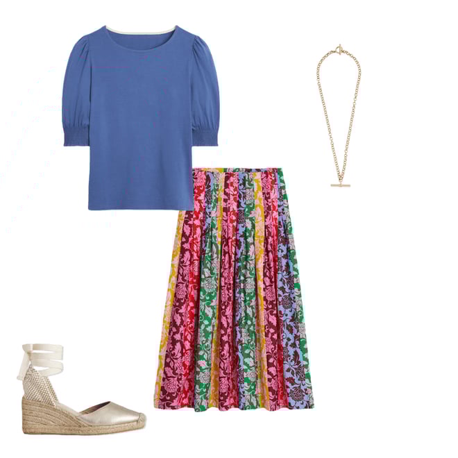 5th bundle featuring 3 items which compliment Valentina Poplin Midi Skirt-Multi, Ornate Vine Hotch