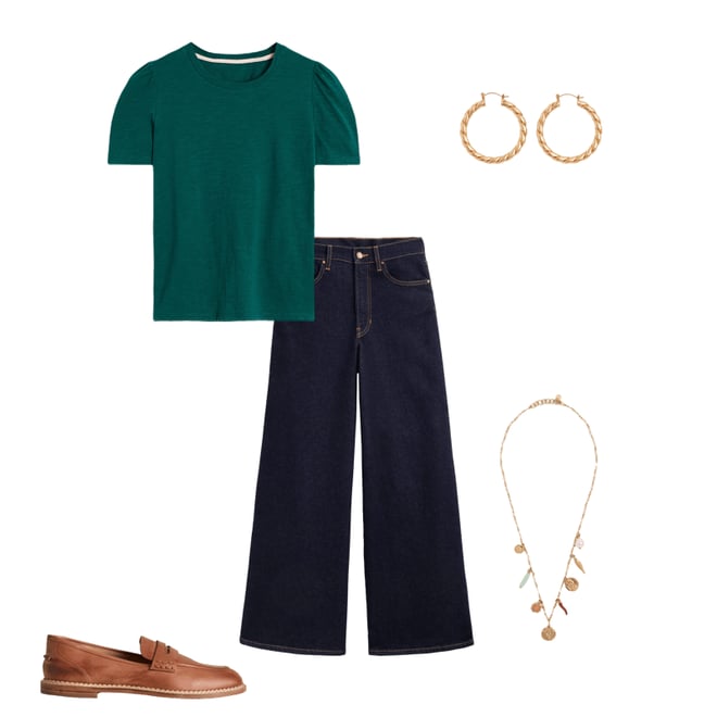 3rd bundle featuring 4 items which compliment Cotton Puff Sleeve T-Shirt-Drake Green
