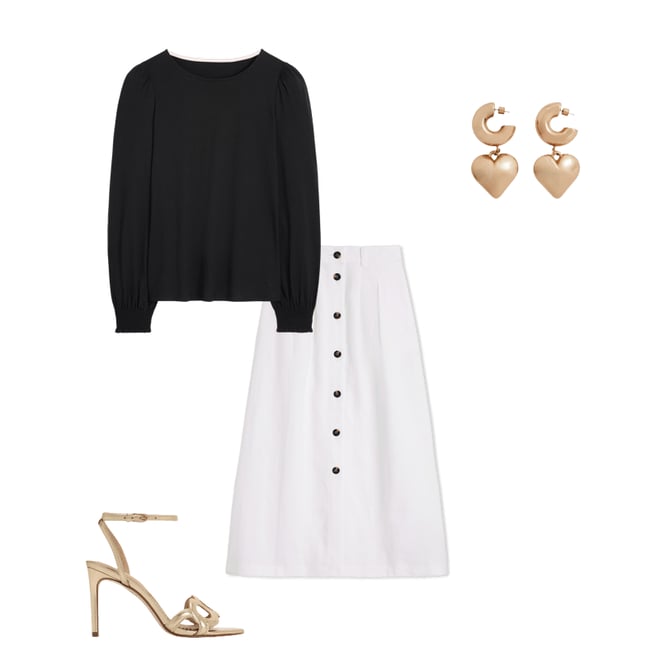 4th bundle featuring 3 items which compliment Thomasina Linen Midi Skirt-White