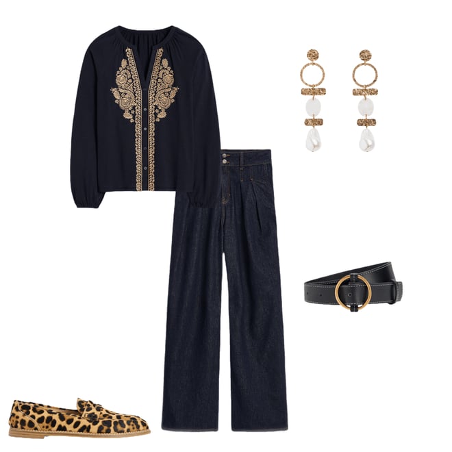 5th bundle featuring 4 items which compliment Mid Rise Fluid Denim Trousers-Indigo Rinse