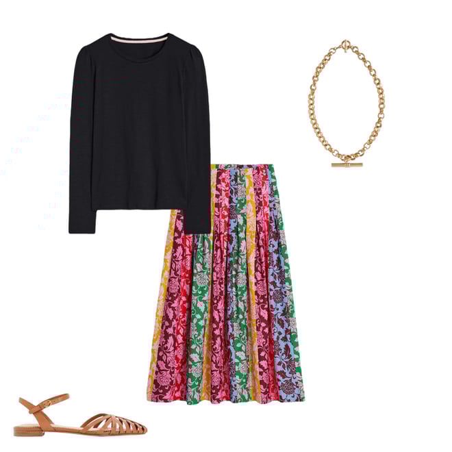 3rd bundle featuring 3 items which compliment Valentina Poplin Midi Skirt-Multi, Ornate Vine Hotch
