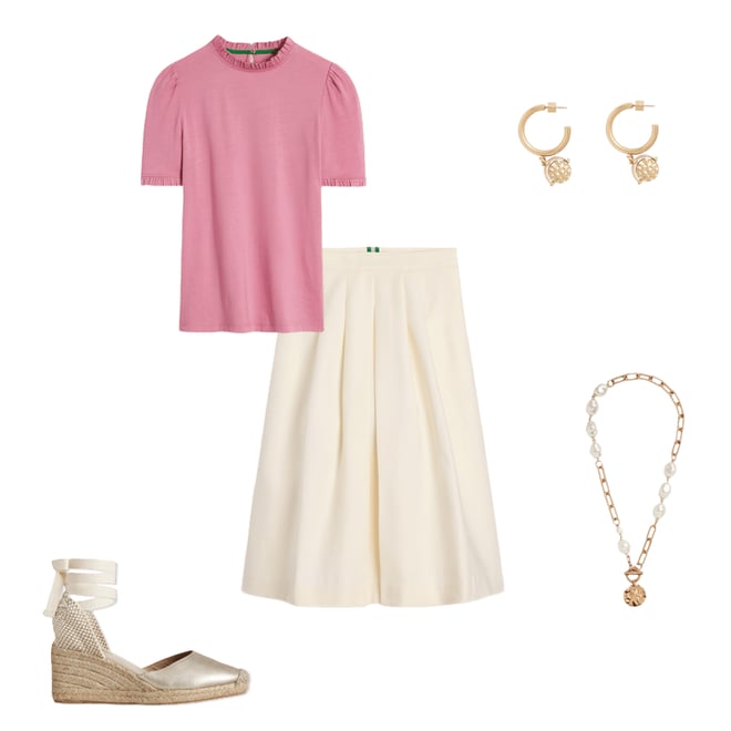 3rd bundle featuring 4 items which compliment Pleat Detail Midi Skirt-Ivory