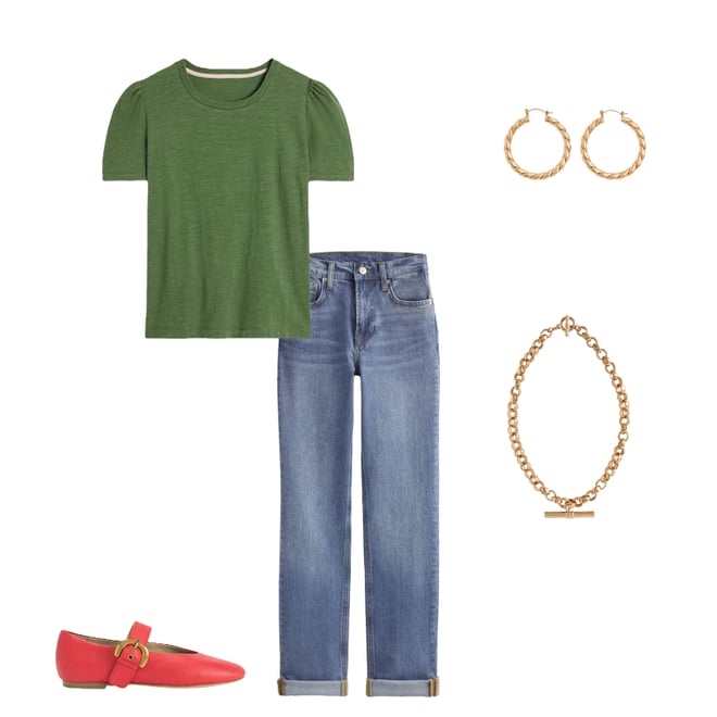 3rd bundle featuring 4 items which compliment Cotton Puff Sleeve T-Shirt-Safari Green