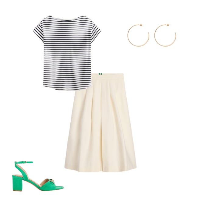 6th bundle featuring 3 items which compliment Pleat Detail Midi Skirt-Ivory