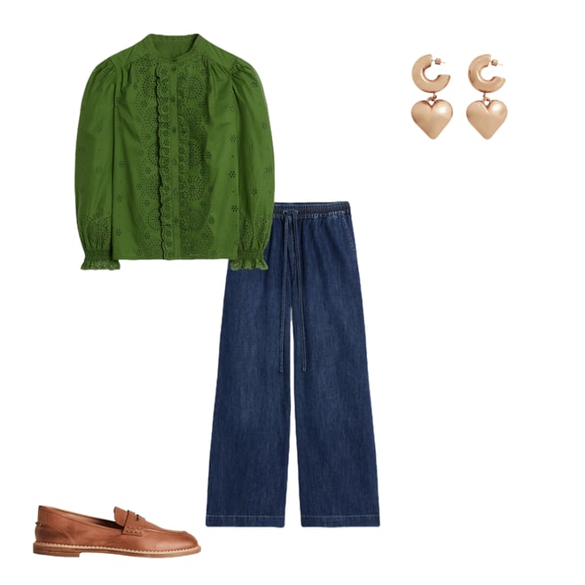 2nd bundle featuring 3 items which compliment Alice Broderie Top-Promenade Green