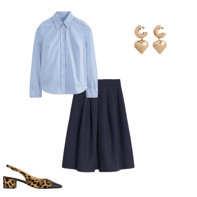 4th bundle featuring 3 items which compliment Pleat Detail Midi Skirt-Navy