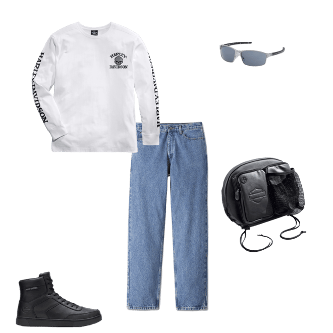 willyページ Men's Willie G Skull Long Sleeve Tee - White | Harley