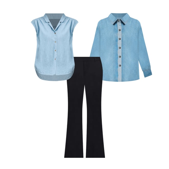 シャツ HUECLOSET Two porket Line Snap Denim Shirt 25KERO213 Women's Two Toned Denim Snap Front Shirt | Women | Lee®