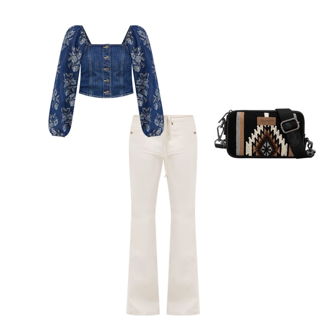 Women's Wrangler Denim Cropped Blouse in Dark Denim