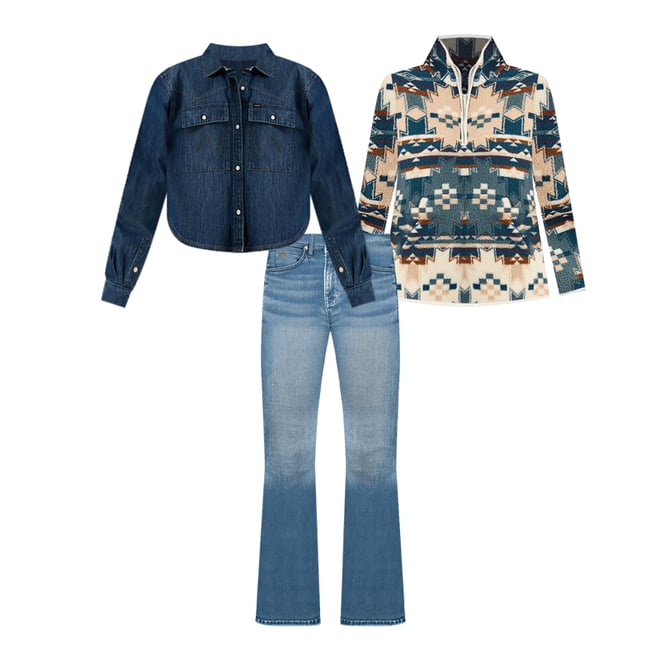 Women's Wrangler Retro® Quarter-Zip Sherpa Pullover in Dusty Blue