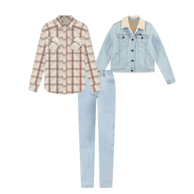 Women's Essential Long Sleeve Plaid Western Snap Top in Creamy Plaid
