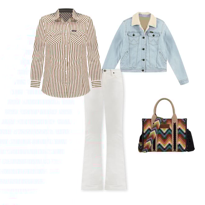 Women's Wrangler Retro® Sherpa Lined Western Denim Jacket in Bleached Denim