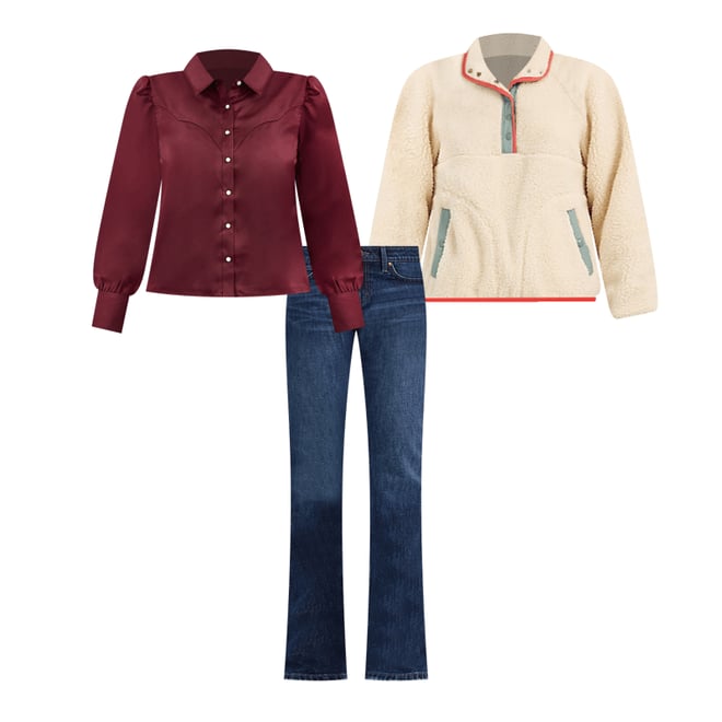 Women's Satin Rodeo Blouse in Port