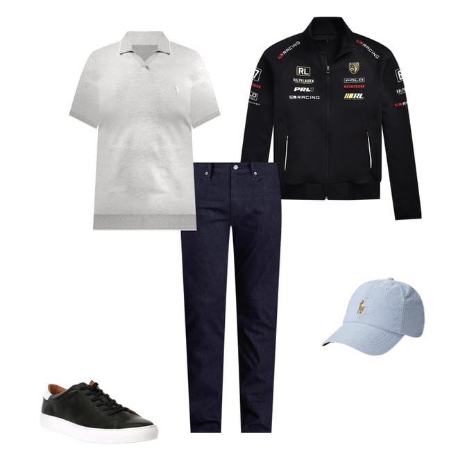 Polo Ralph Lauren Stretch Double-Knit RL Racing Track Jacket