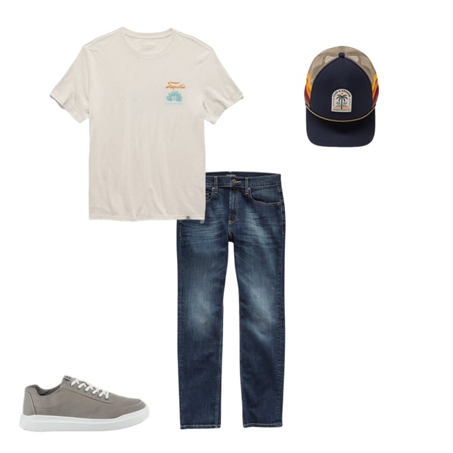 1st bundle featuring 3 items which compliment  Tequila Sunrise Slub Tee Shirt - Vintage White