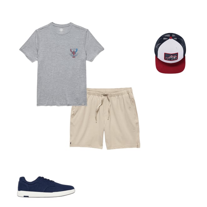 1st bundle featuring 3 items which compliment  Americana Lobster Shack Performance Tee Shirt - Lobster Light Grey