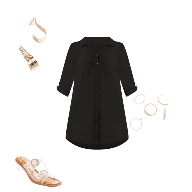  Cato Fashions | Cato Plus Size Solid Black Shirt Dress
