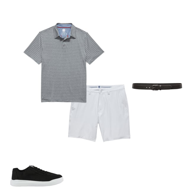 1st bundle featuring 3 items which compliment  Wilmington Striped Performance Polo Shirt - Charcoal