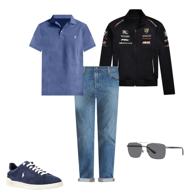 Polo Ralph Lauren Stretch Double-Knit Racing Track Jacket