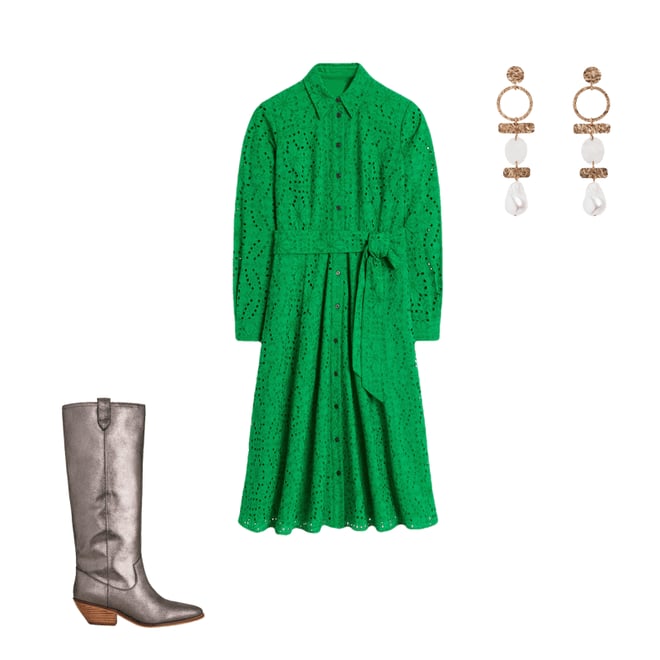 3rd bundle featuring 2 items which compliment Amy Broderie Midi Shirt Dress-Rich Emerald