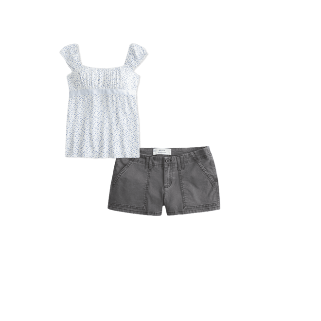 Low-Rise Twill Shortie Shorts