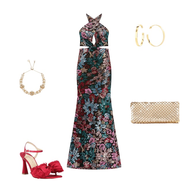 MAC DUGGAL クロスバック ガウン Sequined & Criss-Cross Mac Duggal Criss Cross Halter Sleeveless Cut Out Embellished