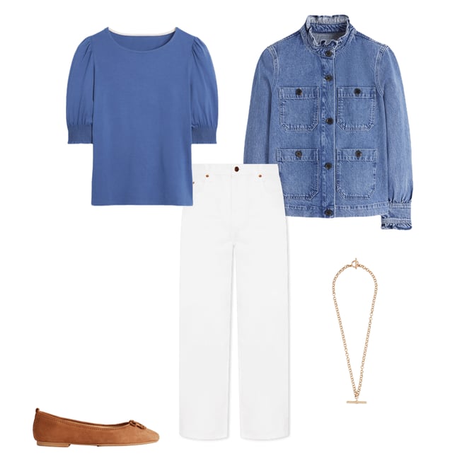 5th bundle featuring 4 items which compliment Denim Frill Collar Jacket-Mid Wash