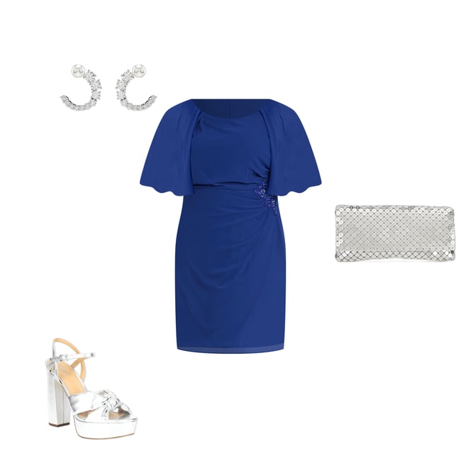 sachin and babi light blue dress Chiffon Cape Overlay Dress – GO-GLAM main image 0