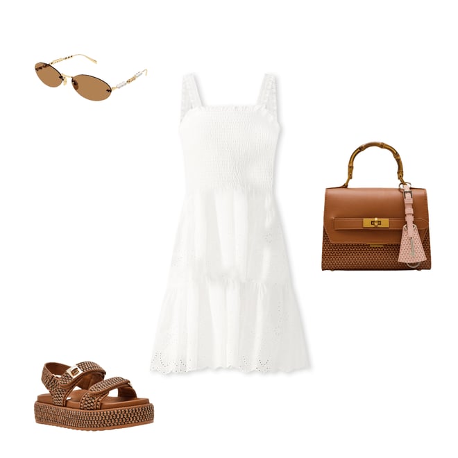 可愛い★【STEVE MADDEN】Eyelet スモック ドレス Steve Madden Preston Eyelet Square Neck Sleeveless Tiered