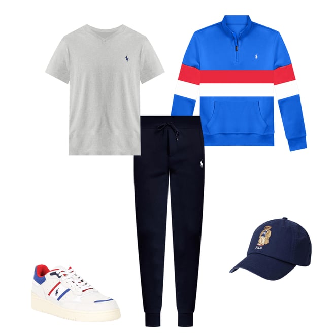 Ralph Laurenマルチラグ Polo Ralph Lauren Racing Stripe Interlock Quarter-Zip