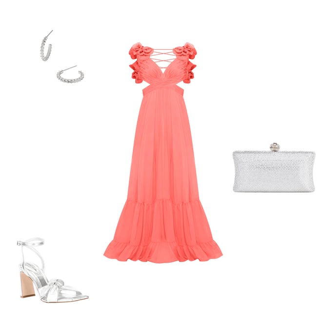 Ieena Mac Duggal Chiffon V-Neck Sleeveless Cut-Out Strappy