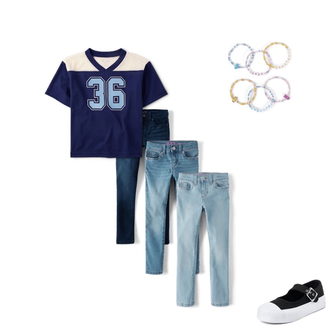 Jean skinny bleu brodé perles et strass fille