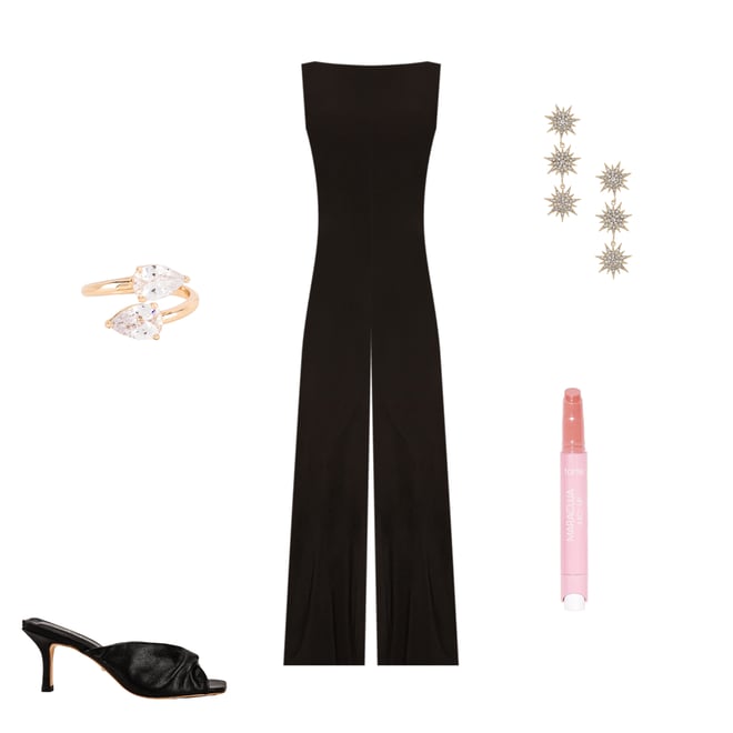 3rd bundle featuring 4 items which compliment Sleeveless X Straight Leg Jumpsuit